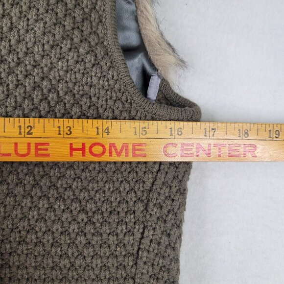 French Dressing Jeans Faux Fur Vest XS Taupe Knit & Fur Detail Tie Front New - Picture 8 of 8
